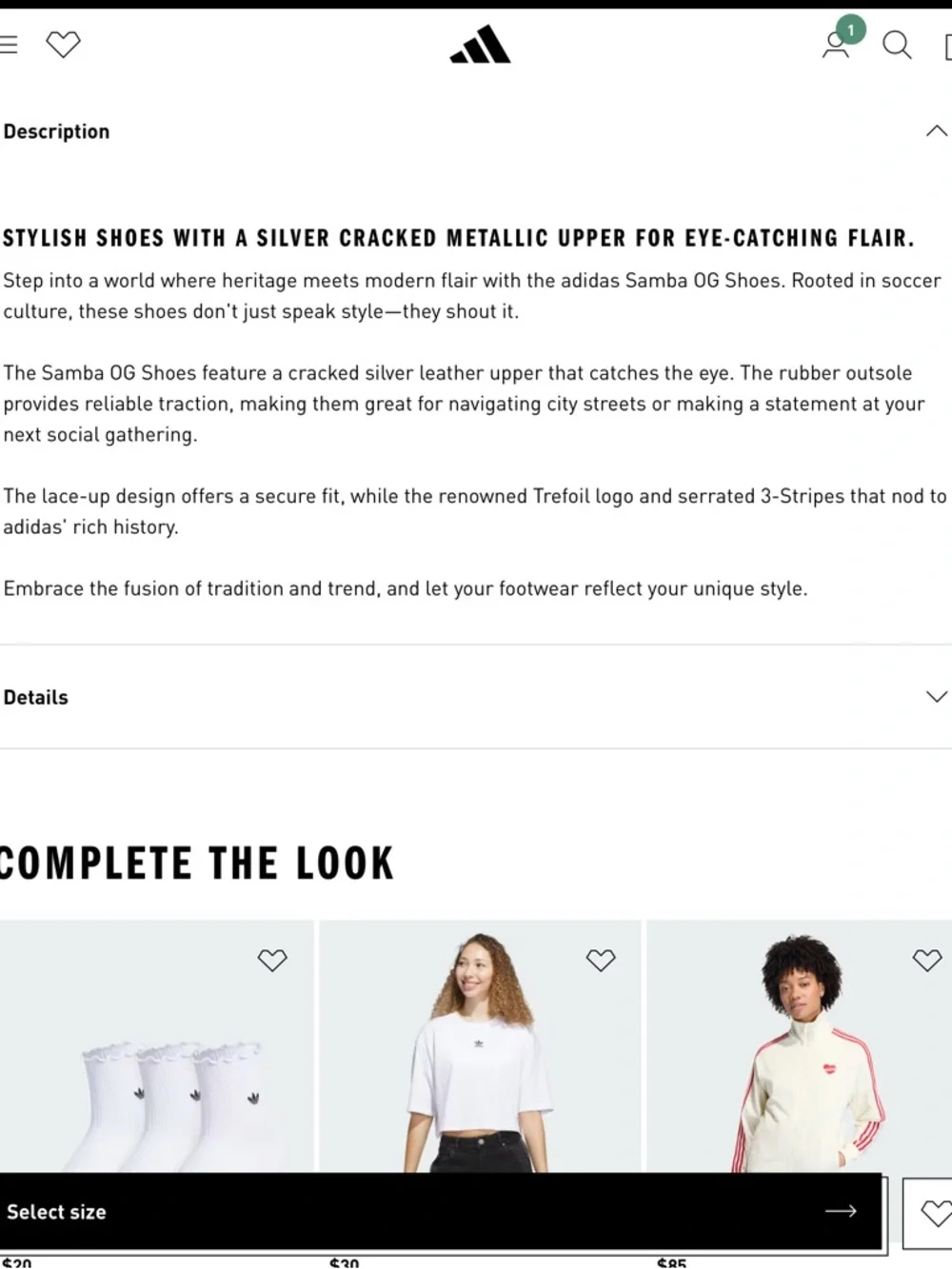 adidas Samba OG Sneakers Silver with White Stripes Size 5 NWTS - Picture 9 of 11